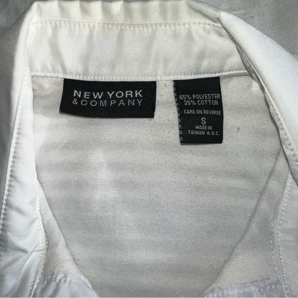 New York & Company Black and White Striped Blouse - Picture 2 of 5